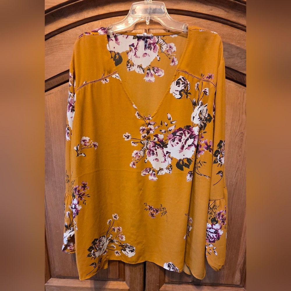 Maurices Black Spring Floral Pullover Blouse, Plus Size 3X